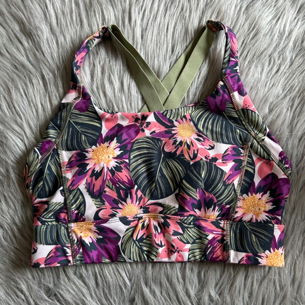Mta Sport Wireless Sports Bra Womens Size Medium Floral Strappy Crossback